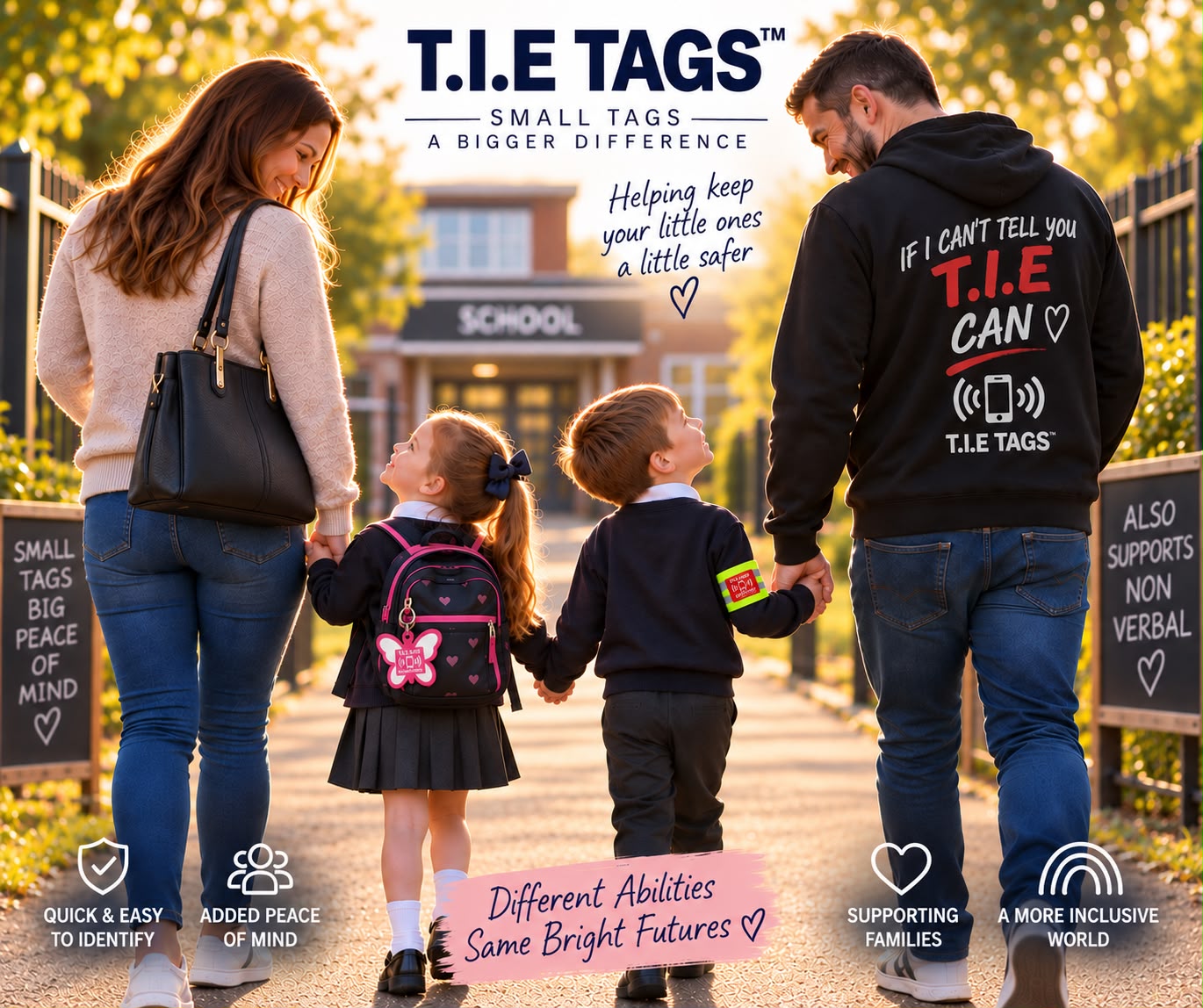 A family using T.I.E. Tags for added peace of mind