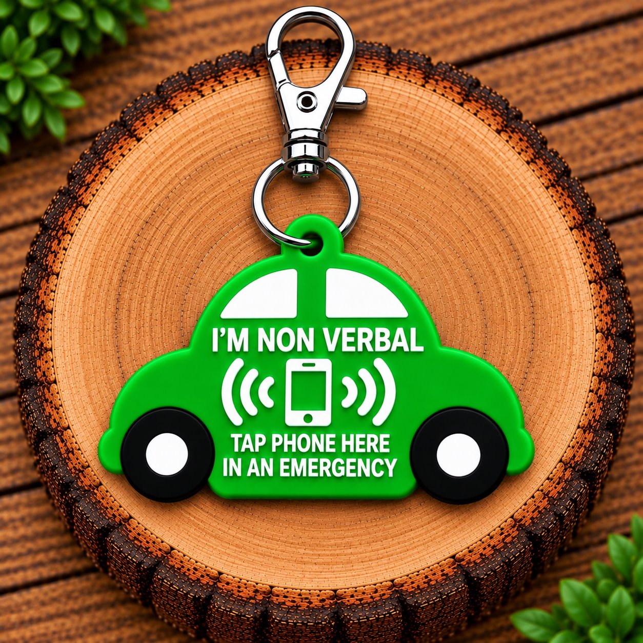 Non-Verbal T.I.E. Kids Keyring – Car • Green